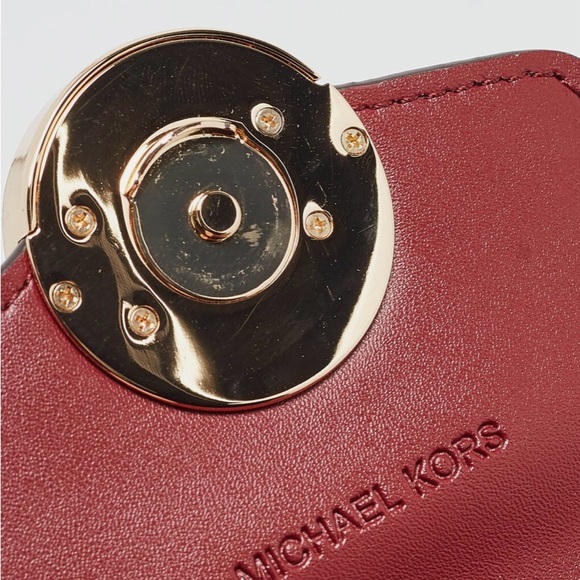 Michael Kors Carmen Burgundy and Gold Crossbody Bag - Picture 8 of 16